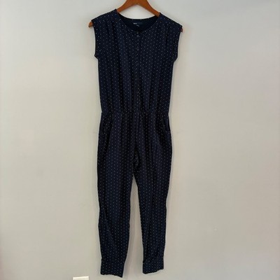 GapKids Jumpsuit Girls XXL 14-16 Navy Blue Polka Dot Button Front School Summer