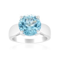 Himmelblauer Topas Sterling Silber Ring, Brasilien 3,825Ct