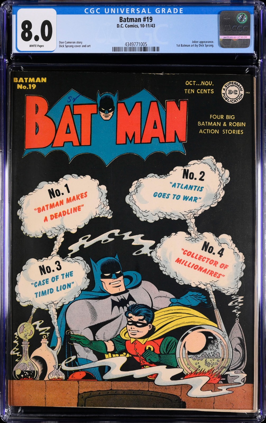 1943 BATMAN #19 FIRST DICK SPRANG BATMAN ART, JOKER APPEARANCE (D.C.) CGC 8.0 VF