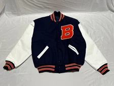 TM ATHLETICS  WOOL SNAP FRONT "B" VARSITY LETTERMAN'S COAT Size L Large
