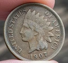 1907 INDIAN HEAD Cent - United States - 0.01 USA 1 Cents Penny 1C - DIAMOND e39