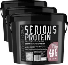 SERIOUS Protein Protein Powder – 4kg 133 Servings (Cookies & Cream Pack of 3 ) 26.20 per kilo