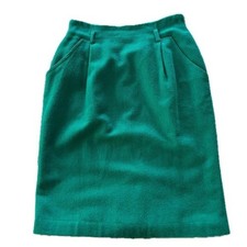 Vintage 70s Wool Blend Pencil Skirt Green Sz M Fall Academia Preppy Retro Chic