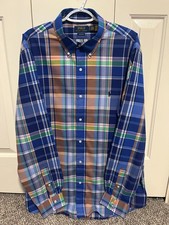 Polo Ralph Lauren Men's LS Classic Fit Sz XL Button Down Dress Shirt Blue Plaid