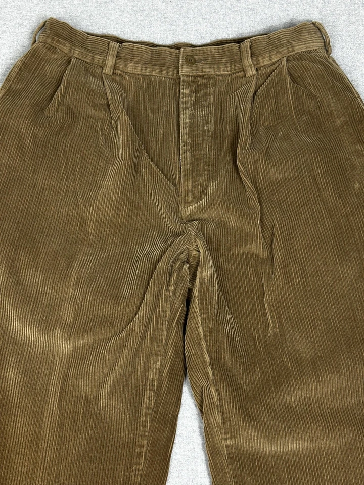 Pantalones Jos A Bank Para Hombre 34x32 Marrón Pana Plisado Calce Clásico Ancho Ballena Y2K Foto 3 de 4