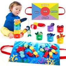 Toddler Montessori Toys for 1-3 Year Old Boy Girl, 23 Pcs Cloth Fishing Game ...