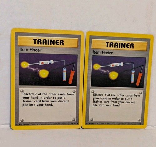 Pokemon Item Finder 74/102 Base Set Unlimited Rare Trainer Card Lot Of 2 