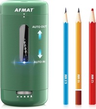AFMAT Automatic Electric Pencil Sharpener Rechargeable Auto In Out Green 7-11.5m