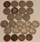 Lot of 24 US Coins  One Cent Indian Head Wheat Pennies, V Coins, Buffalo Nickels