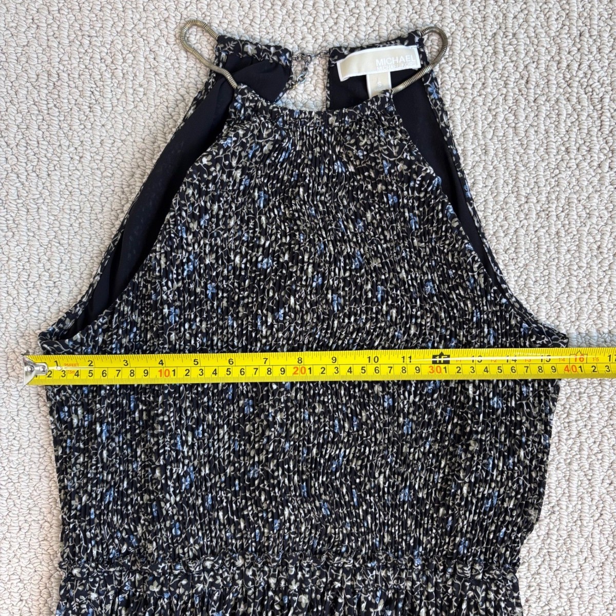 MICHAEL Michael Kors Floral Pleated Halter Dress Womens Small, Black and  Silver | eBay