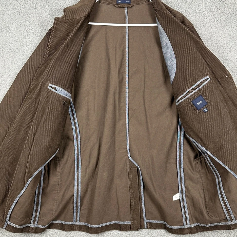 Abrigo Deportivo Gap Blazer Pana Para Hombre 2XL Marrón Manga Larga 3 Botones Bolsillos con Solapa Foto 3 de 4