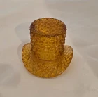 VINTAGE FENTON DAISY AND BUTTON AMBER GLASS TOP HAT Toothpick Holder