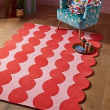 Handmade Area Rug Red & Pink Tufted Rug – Modern Artistic Carpet - Round Rug
