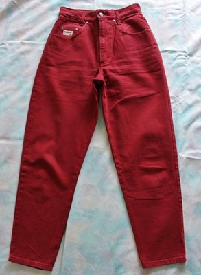 Mom Jeanshose Chino H.I.S Vintage Damen Hose Tapered HighWaist Weinrot 100% Bw