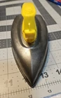 VIntage WOLVERINE Childs Toy Pretend Iron Tin YELLOW PLASTIC HANDLE 301 USA EUC