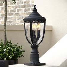 Feiss English Bridle Pedestal Lantern Outdoor Three Light Traditional Black UK