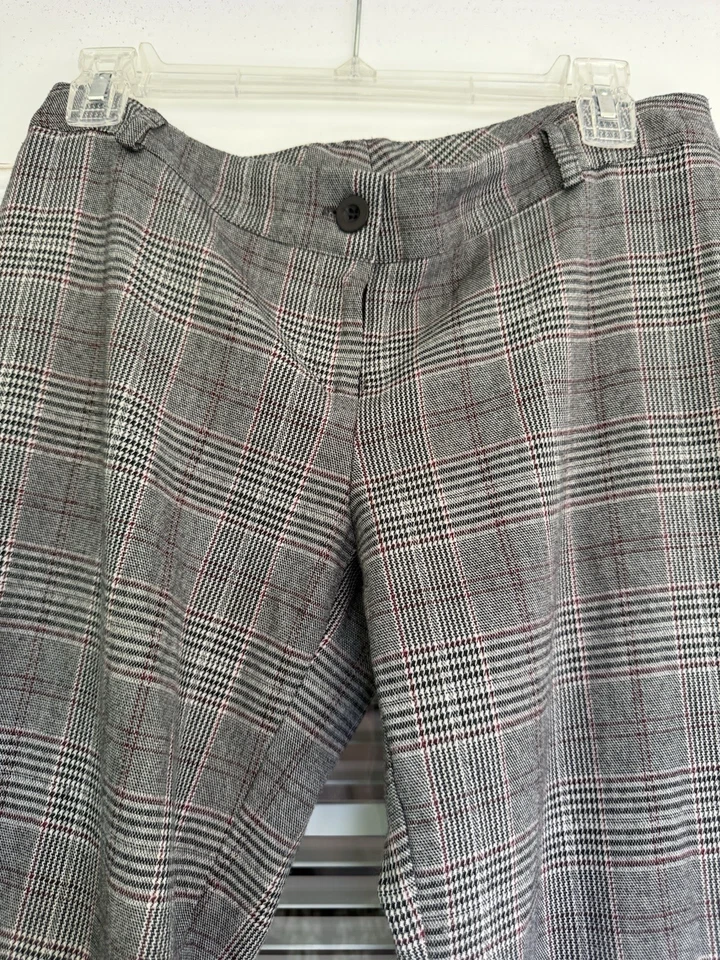 Wet Seal Y2K Dark Brown Plaid Flare Pants Sz M Low Rise Bootcut Trousers - Image 3 of 4