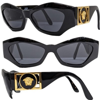 Gianni Versace 90s Gold Medusa Logo Cat Eye Sunglasses from japan