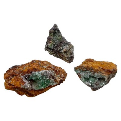 0.84 lbs Rare Crystallized Conichalcite (3 Pcs) - Raw Green Crystal Vug AAA