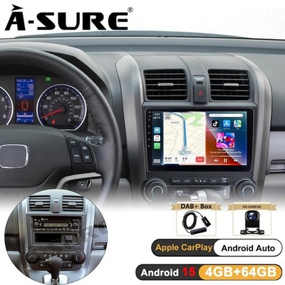 DAB+ 4+64G Android 15 Autoradio Carplay FM Navi Kam Für Honda CR-V III 2007-2011