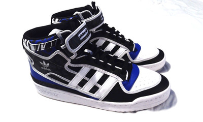 Adidas Sz. 13 Women's Mid White, Black, Bold Blue Sneakers GV8053