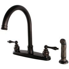Kingston Brass FB7795ALSP Victorian 8-Inch Centerset Kitchen Faucet with Spra...