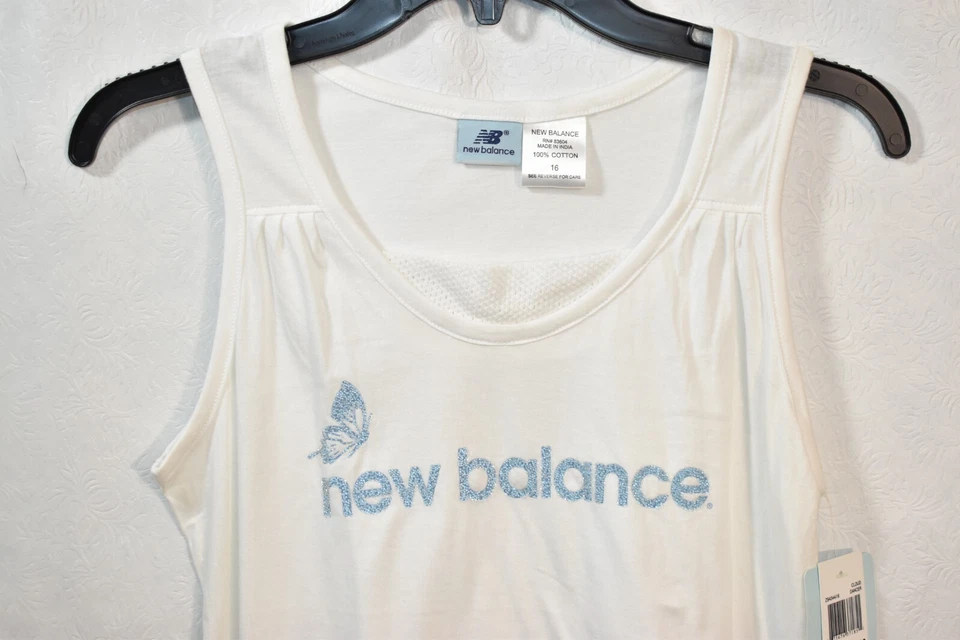 New Balance Tank Top White Size 16 Girl's Glitter Butterfly - Image 3 of 4
