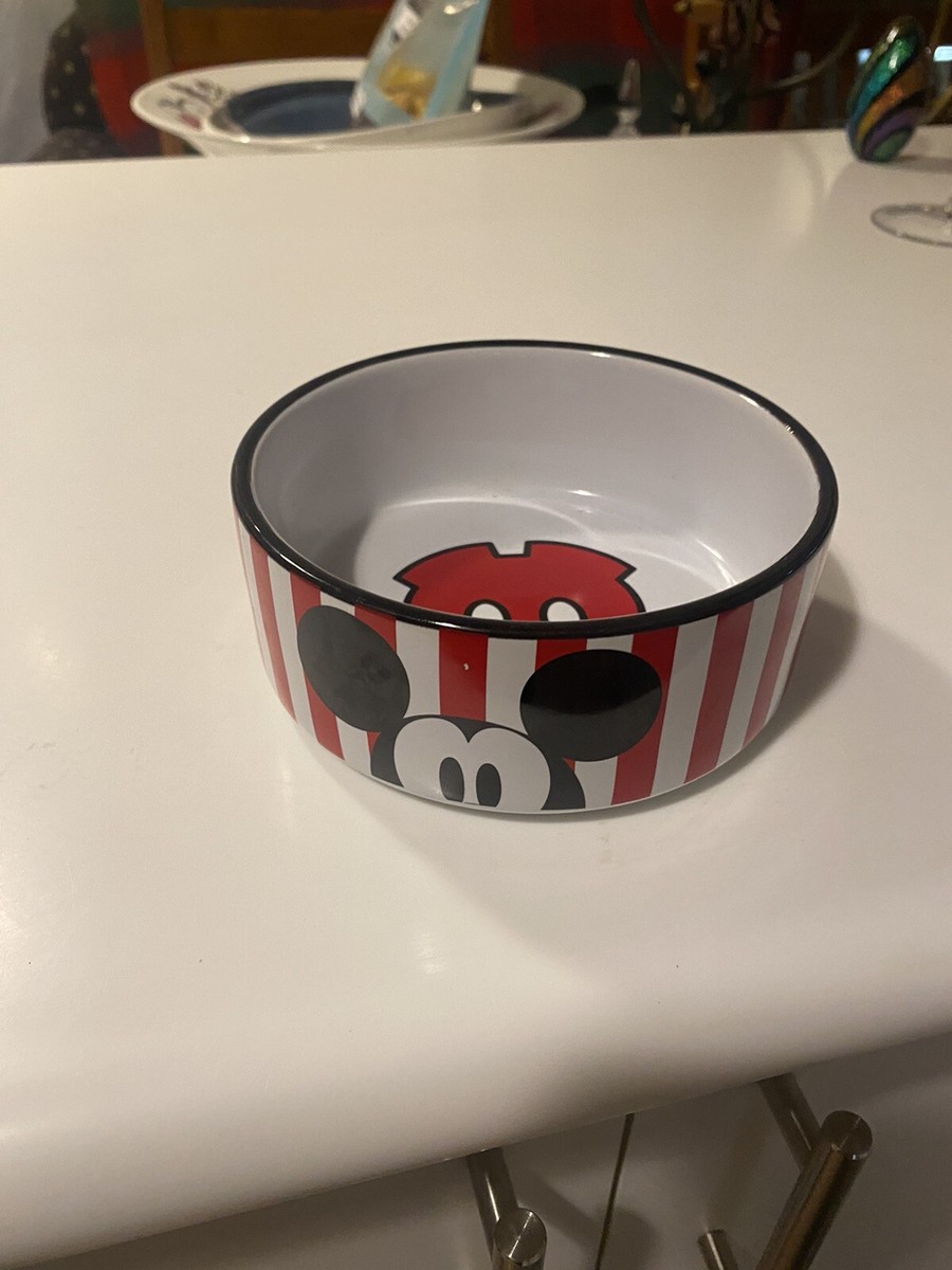 Disney Mickey Mouse Happy Stoneware Ceramic Pet Cat Dog Food Water