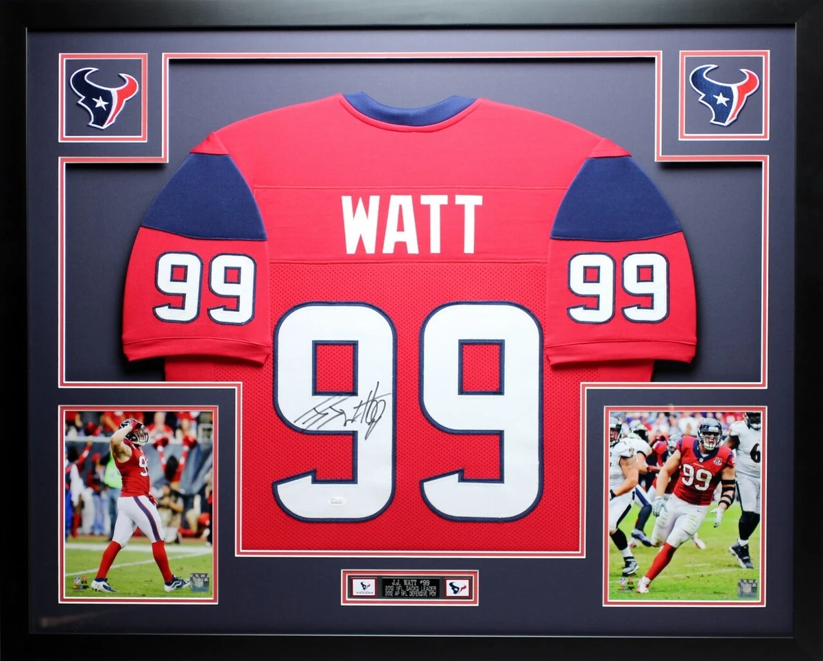 JJ Watt Autographed and Framed Red Texans Jersey Auto JSA COA D2