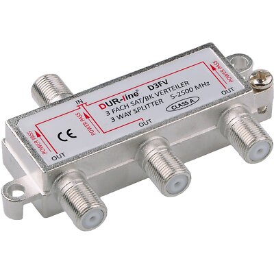 DUR-line D3FV BK Sat Verteiler 3-fach Rückkanal tauglich Splitter Erdungsklemme