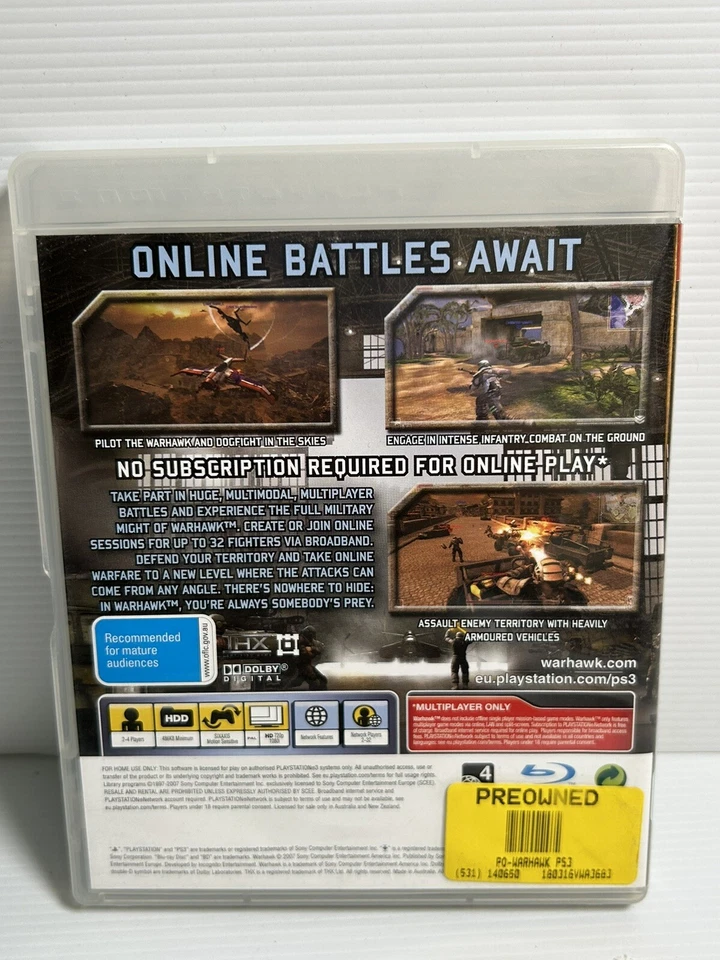 PS3 Warhawk Game with Manual PlayStation Online Battles War Fighter Plane Tanks - Image 3 of 4