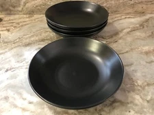 Large Pasta Bowls Trilogy Pretty Matte Black Finish Set Of 4. New.