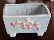  Vintage BABY NURSERY DISH marked JAPAN with SHEEP JUMPING FENCE