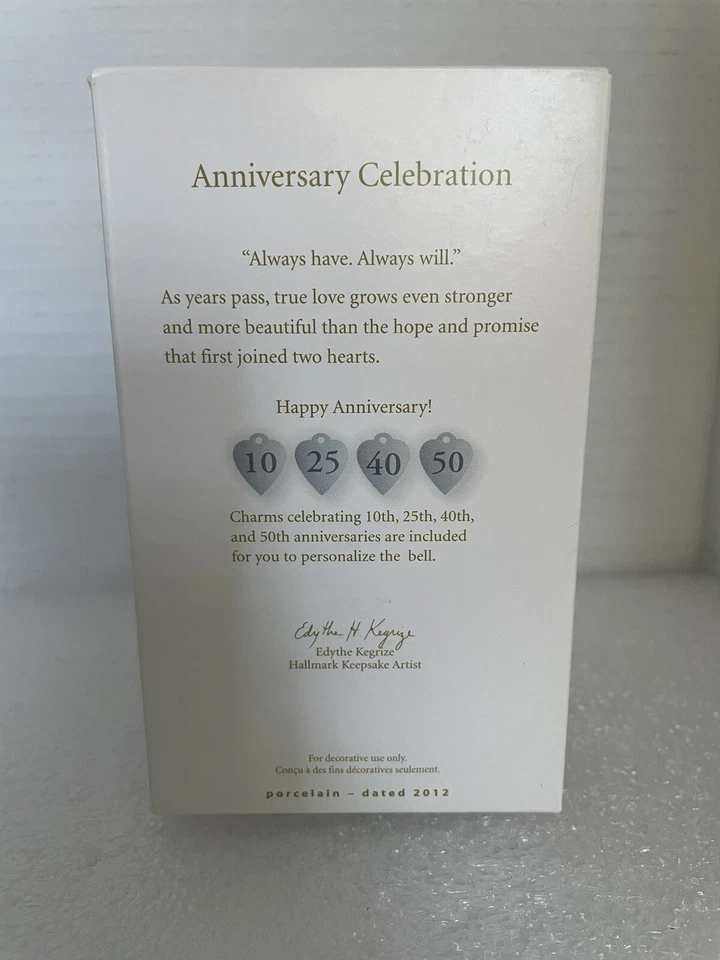 2012 Hallmark Keepsake Nuestro Aniversario Porcelana Campana Hito Dijes Ornamento Foto 2 de 4