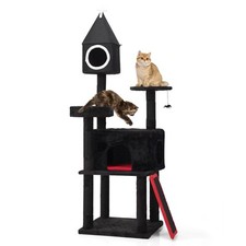 COZIWOW Gothic Cat Tree w/ Coffin Bed Cat Tower Scratching Post Activity Center