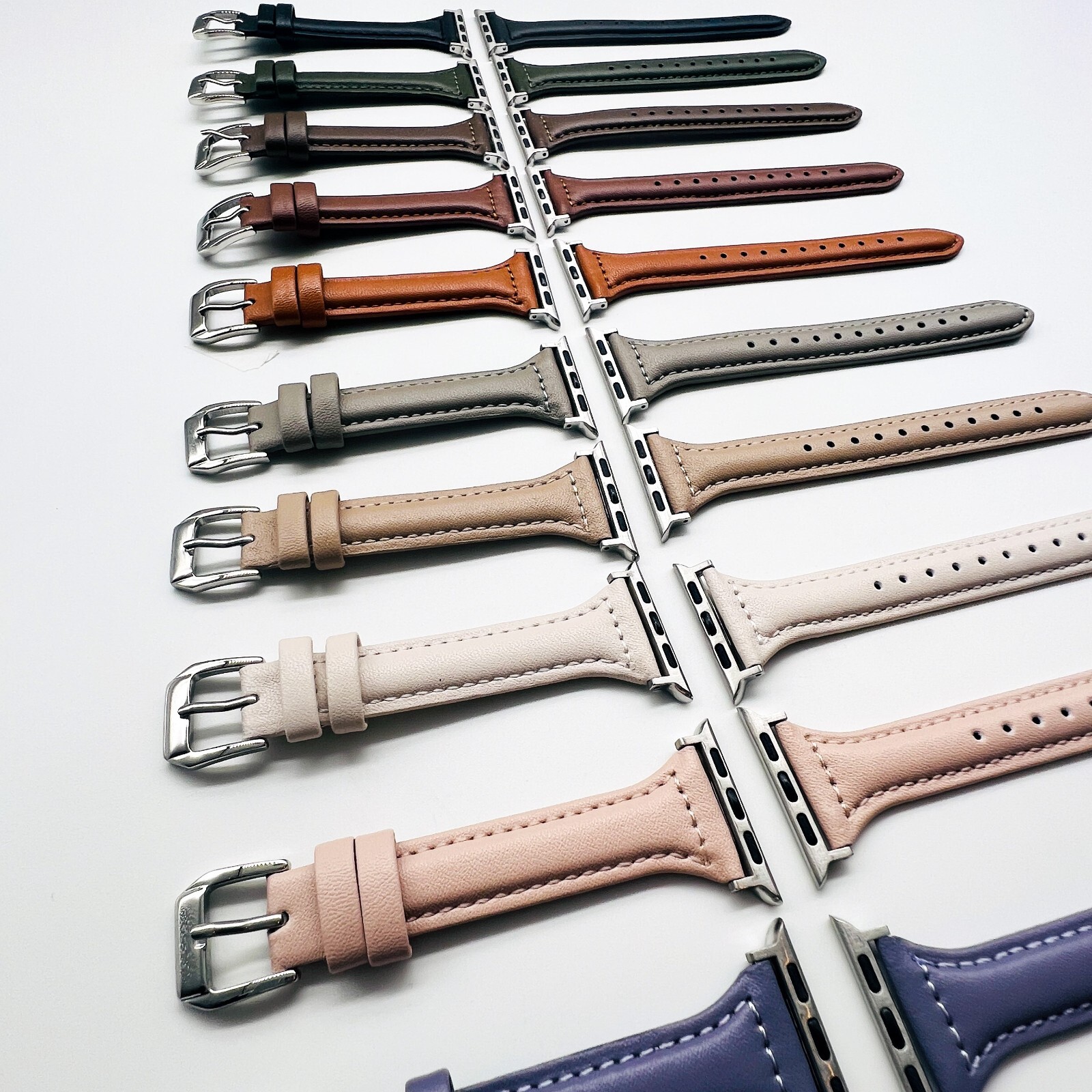 Leather Apple Watch Thin Band Strap Series 8 7 SE 6 5 4 3 2 1 38mm-45mm