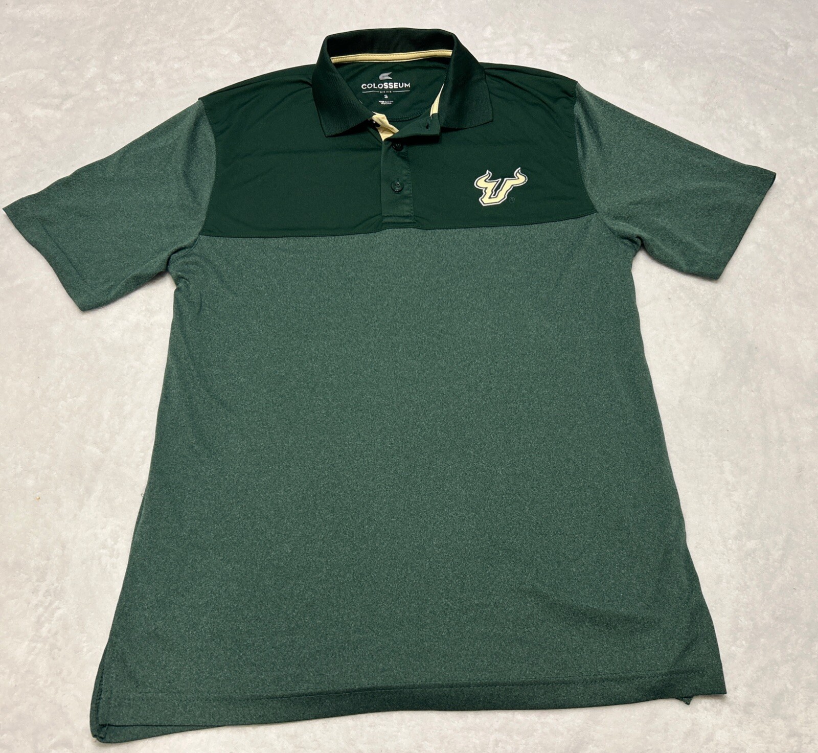 Colosseum USF South Florida Bulls Men’s Polo Shirt Small Green Short Sleeve NCAA