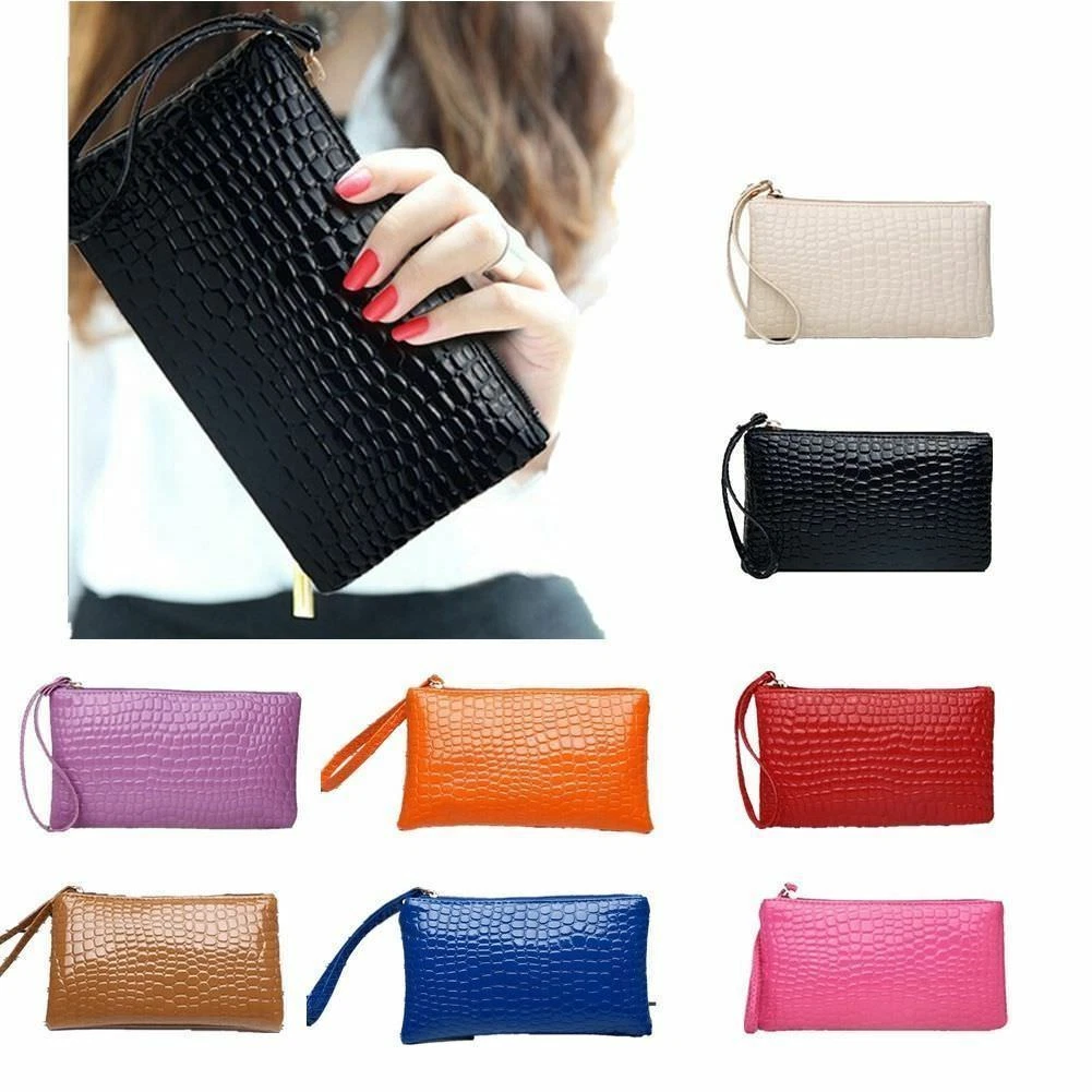 Woman PU Material Wallet with Removable Wrist Strap Large Capacity Purse  for Girls Ladies Shopping Dating