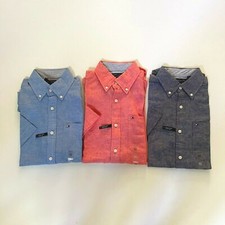 NWT Tommy Hilfiger Men's Classic Solid Cotton Linen Short Sleeve Causal Shirt