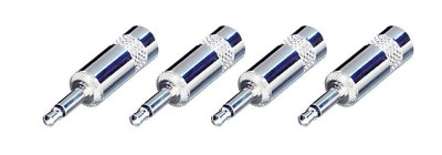 (4 Pack) Genuine Neutrik Rean NYS226 1/8'' 3.5 mm Mono TS Male Plug Nickel-Silver