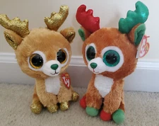 Ty, Glitzy &Tinseltoes 6"Reindeer Boos-2018/2024 Sparkly Eyed Christmas Releases