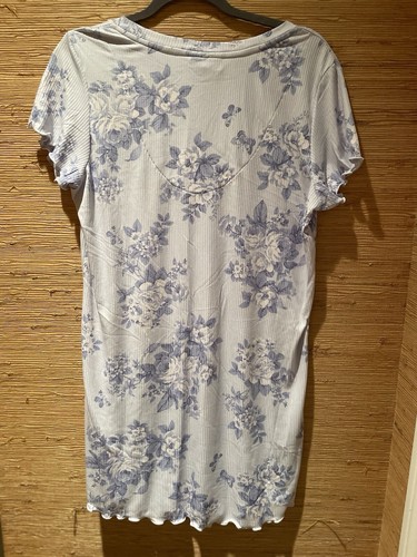 LAURA ASHLEY Short Blue Nightgown MEDIUM Lightweight Knit Cottage Core NWOT - Picture 10 of 12