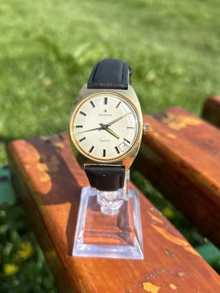 Vintage Watch Zenith Sporto Mechanical Wristwatch Gold Plated 1970s
