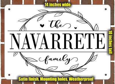 Navarrete Family Decorative Metal Door or Wall Plaque (Style 1)