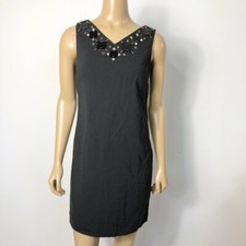 Ann Taylor Womens NWT V-Neck Sleeveless Black Beaded Open Back Dress Size 0 $228
