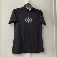 KANU Surf Women  s Size Small Black RASH GUARD Swim Shirt Short Sleeve New