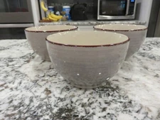 3 Gray Swirl w/Brown Rim 5 1/2” Royal Norfolk Soup Cereal Noodle Bowls HTF EUC