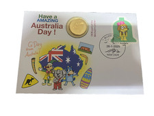 (375) Bluey & Happy Austrlaia Day - $ 1.00 Bluey coin + 65c Xmas stamp (B)