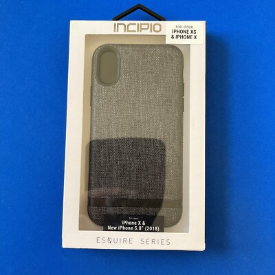 Incipio Esquire Case for Apple iPhone X XS GRAY BLACK CARNABY FABRIC 