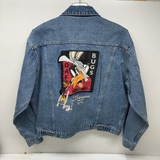 Warner Bros 60th Anniversary Denim Jean Jacket Size L Bugs Bunny  Daffy Duck